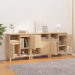 Berkfield Home Sideboards 3 pcs Sonoma Oak 60x35x70 cm Engineered Wood in Brown - Size: 60 x 35 x 70 cm - thumbnail 3