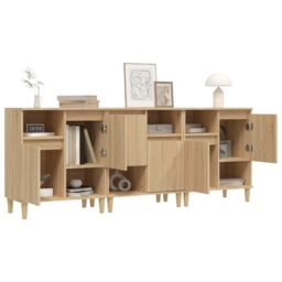 Berkfield Home Sideboards 3 pcs Sonoma Oak 60x35x70 cm Engineered Wood in Brown - Size: 60 x 35 x 70 cm - thumbnail 4