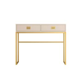 Melody Maison Large 2 Drawer Dressing Table & Pair Of Bedside Tables - Elle Stone Range in Beige - thumbnail 1