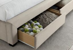 Bedmaster Newton Velvet 4 Drawer Storage Bed in Light Stone - Size: Double - thumbnail 4