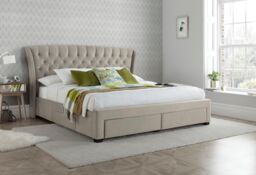 Bedmaster Newton Velvet 4 Drawer Storage Bed in Light Stone - Size: Double - thumbnail 2