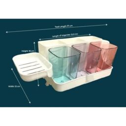 MANTRARAJ Wall-Mounted Toothbrush Holder & Automatic Toothpaste Dispenser Soap Holder 3 Cups in White - thumbnail 2