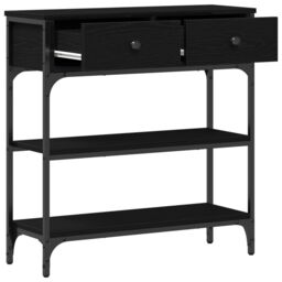 Berkfield Home Console Table Black Oak 72, 5x25x75 cm Engineered Wood & Steel - Size: 5 x 25 x 75 cm - thumbnail 5