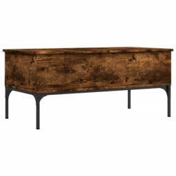 Berkfield Home Coffee Table Smoked Oak 100x50x45 cm Engineered Wood & Metal in Brown - Size: 100 x 50 x 45 cm - thumbnail 2