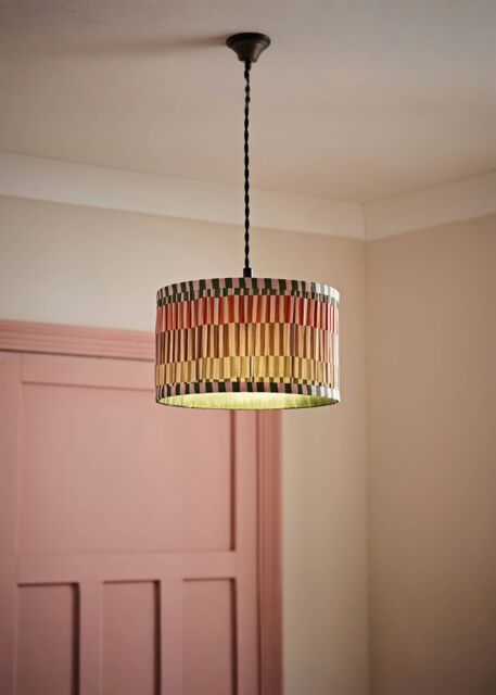 ValueLights Rae Pleated Stripe Neutral Drum Easy Fit Ceiling Light Lamp Shade in Natural - Size: Large - image 1