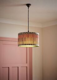 ValueLights Rae Pleated Stripe Neutral Drum Easy Fit Ceiling Light Lamp Shade in Natural - Size: Large - thumbnail 1