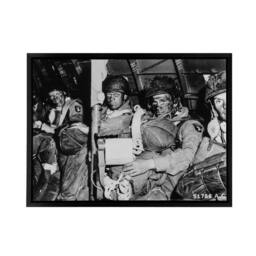 "Artery8 War WWII USA Paratroopers D Day 1944 Framed Canvas Wall Art Print in Grey - Size: W12"" x H16""" - thumbnail 1
