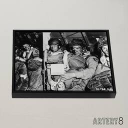 "Artery8 War WWII USA Paratroopers D Day 1944 Framed Canvas Wall Art Print in Grey - Size: W12"" x H16""" - thumbnail 2