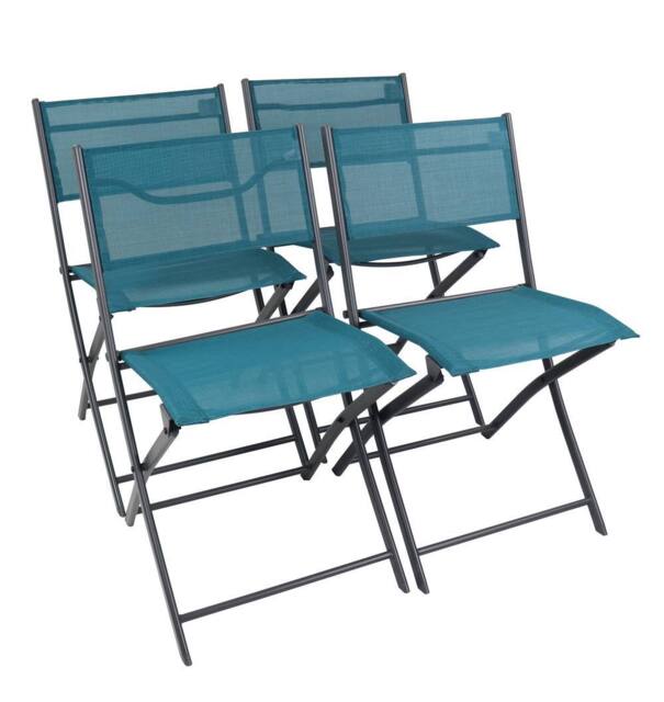 VCM 4-piece garden chair Folding chair Sumila in Turquoise - image 1