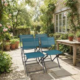 VCM 4-piece garden chair Folding chair Sumila in Turquoise - thumbnail 3