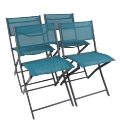 VCM 4-piece garden chair Folding chair Sumila in Turquoise