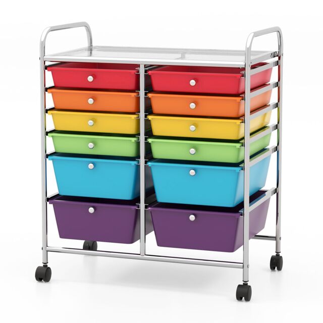 Gymax 12 Drawer Rolling Storage Cart Utility Cart With Wheels & Handles - image 1