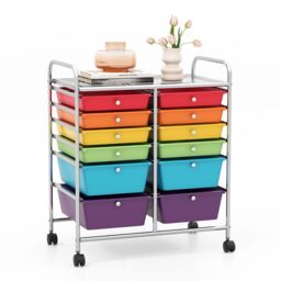 Gymax 12 Drawer Rolling Storage Cart Utility Cart With Wheels & Handles - thumbnail 4