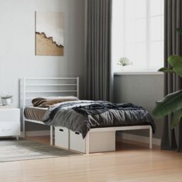 Berkfield Home Metal Bed Frame with Headboard White 80x200 cm - thumbnail 3
