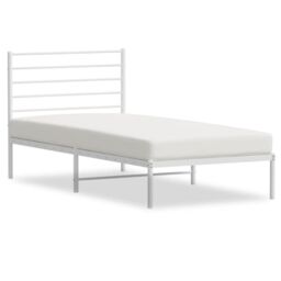 Berkfield Home Metal Bed Frame with Headboard White 80x200 cm - thumbnail 2