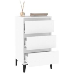 Berkfield Home Bedside Cabinet White 40x35x70 cm Engineered Wood - Size: 40 x 35 x 70 cm - thumbnail 4