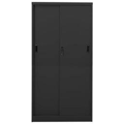 Berkfield Home Office Cabinet with Sliding Door Anthracite 90x40x180 cm Steel in Black - Size: 90 x 40 x 180 cm - thumbnail 4