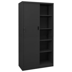 Berkfield Home Office Cabinet with Sliding Door Anthracite 90x40x180 cm Steel in Black - Size: 90 x 40 x 180 cm - thumbnail 2