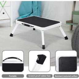 SPETLEK Foldable Step Ladder Non Slip Tread Safety Small Stool in White