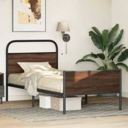 Berkfield Home Bed Frame without Mattress 90x200 cm Brown Oak Engineered Wood - thumbnail 4
