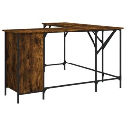 Berkfield Home Desk Smoked Oak 141x141x75 cm Engineered Wood in Brown - Size: 141 x 141 x 75 cm - thumbnail 2