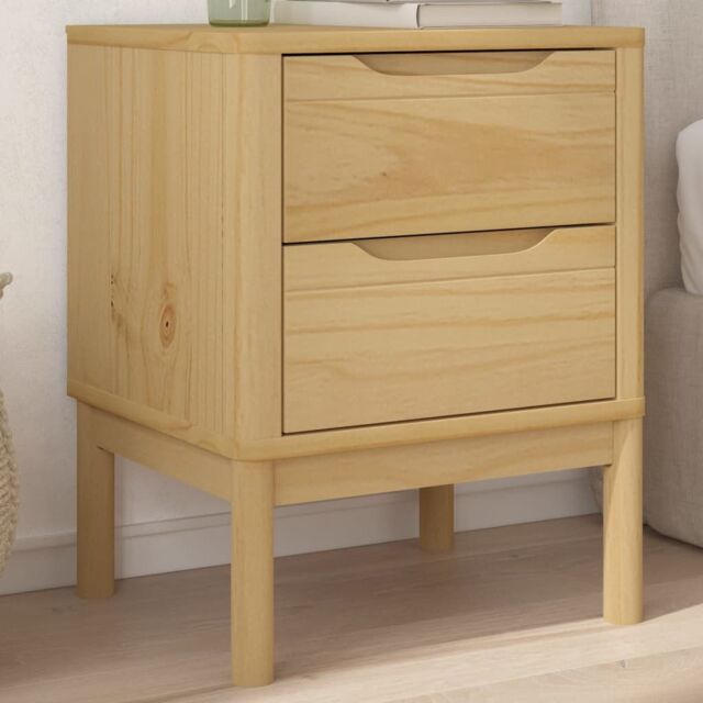 Berkfield Home Bedside Cabinet FLORO Wax Brown 45x39x57 cm Solid Wood Pine - Size: 45 x 39 x 57 cm - image 1