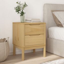 Berkfield Home Bedside Cabinet FLORO Wax Brown 45x39x57 cm Solid Wood Pine - Size: 45 x 39 x 57 cm - thumbnail 3