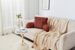 GAVENO CAVAILIA Super Comfy Ribbed Warm Cuddle Cushion in Burnt Orange - thumbnail 2