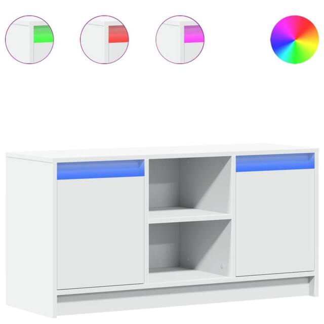 Berkfield Home TV Cabinet with LED White 100x34x50 cm Engineered Wood - Size: 100 x 34 x 50 cm - image 1