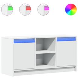 Berkfield Home TV Cabinet with LED White 100x34x50 cm Engineered Wood - Size: 100 x 34 x 50 cm - thumbnail 1
