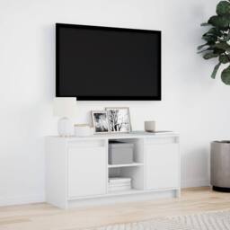 Berkfield Home TV Cabinet with LED White 100x34x50 cm Engineered Wood - Size: 100 x 34 x 50 cm - thumbnail 4