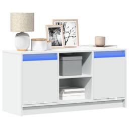 Berkfield Home TV Cabinet with LED White 100x34x50 cm Engineered Wood - Size: 100 x 34 x 50 cm - thumbnail 2