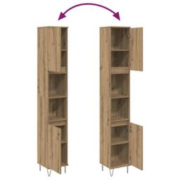 Berkfield Home Classic Bathroom Cabinet Artisan Oak 30x30x190 cm Engineered Wood in Brown - Size: 30 x 30 x 190 cm - thumbnail 8