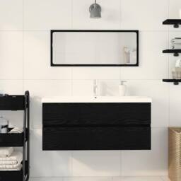 Berkfield Home Sink Cabinet with Built-in Basin Black Oak Engineered Wood - thumbnail 4