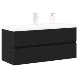 Berkfield Home Sink Cabinet with Built-in Basin Black Oak Engineered Wood - thumbnail 3