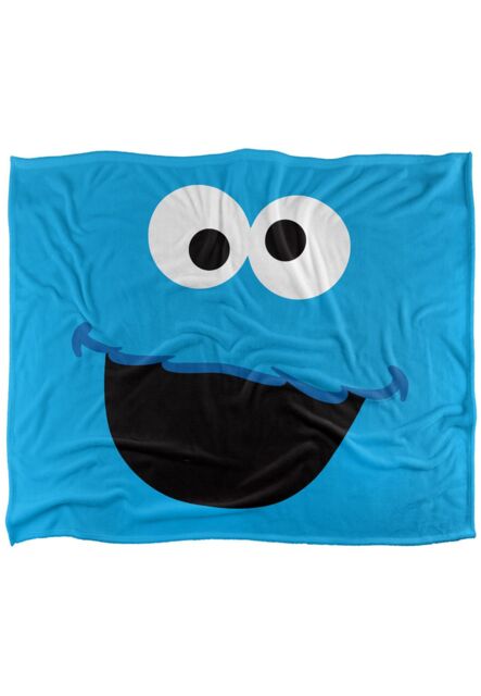 Sesame Street Cookie Monster Face Silky Touch Super Soft Throw Blanket 152 X 127 cm in White - image 1