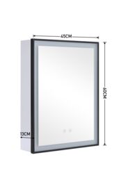 Living and Home Single Door Fog Free LED Bathroom Mirror Cabinet in White - thumbnail 6