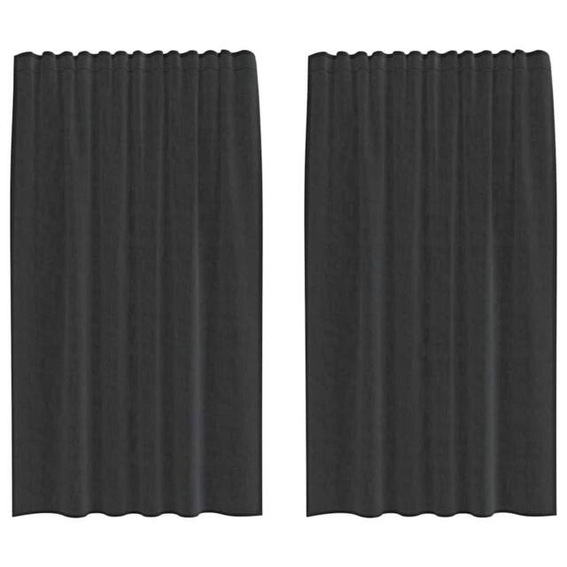 Berkfield Home Voile Curtains with Rod Pockets 2 pcs Black - image 1