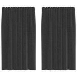 Berkfield Home Voile Curtains with Rod Pockets 2 pcs Black - thumbnail 1
