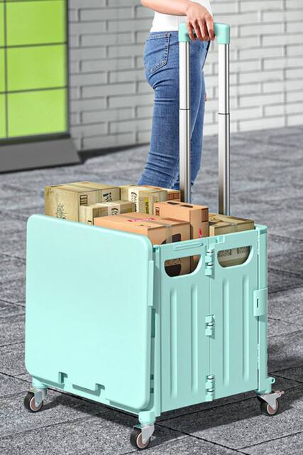 Living and Home 65L Foldable Shopping Trolley with Wheels in Green - image 1