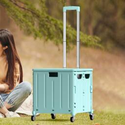 Living and Home 65L Foldable Shopping Trolley with Wheels in Green - thumbnail 6