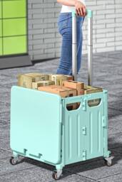 Living and Home 65L Foldable Shopping Trolley with Wheels in Green - thumbnail 1