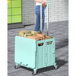 Living and Home 65L Foldable Shopping Trolley with Wheels in Green - thumbnail 5