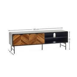 Cheshire Premium Aldwick 65 Inch TV Unit in Black & Natural Brown Wood - thumbnail 8