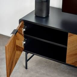 Cheshire Premium Aldwick 65 Inch TV Unit in Black & Natural Brown Wood - thumbnail 6