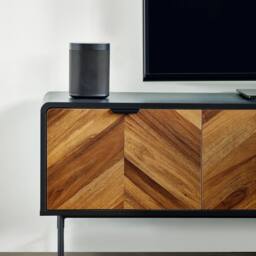 Cheshire Premium Aldwick 65 Inch TV Unit in Black & Natural Brown Wood - thumbnail 5
