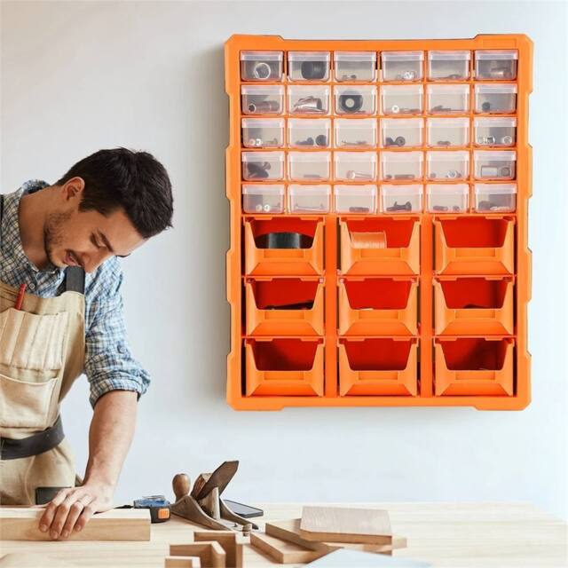KORVIXA 39 Drawers - B DIY Storage Organiser Craft Box in Orange - Size: 500mm - image 1