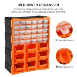 KORVIXA 39 Drawers - B DIY Storage Organiser Craft Box in Orange - Size: 500mm - thumbnail 3