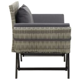 Berkfield Home Garden Bench with Cushions Grey 176 cm Poly Rattan - thumbnail 3