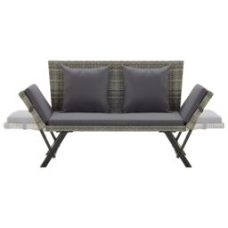 Berkfield Home Garden Bench with Cushions Grey 176 cm Poly Rattan - thumbnail 5